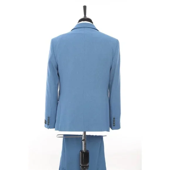 Derman Sky Blue Patterned Fabric Luxury Suit 3 Pieces